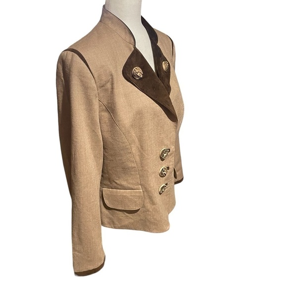 Your Sixth Sense Wool and Velvet trim Short Riding Jacket artifical wood buttons - Picture 12 of 14